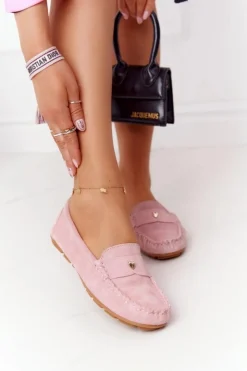 Damskie Damskie buty S.Barski Damskie Zamszowe Mokasyny S.Barski Różowe