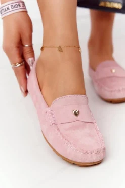 Damskie Damskie buty S.Barski Damskie Zamszowe Mokasyny S.Barski Różowe