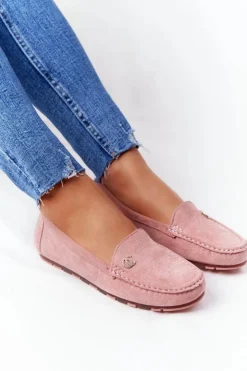 New Boto Damskie Zamszowe Mokasyny Różowe Madelyn