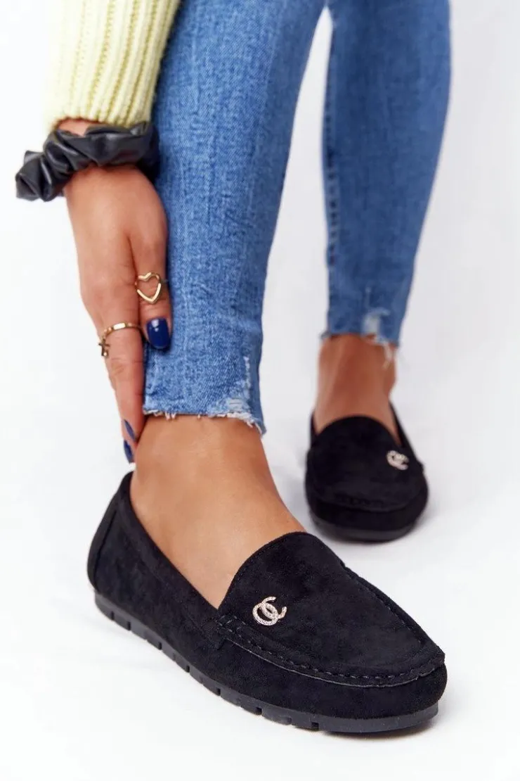 Discount Boto Damskie Zamszowe Mokasyny Czarne Madelyn