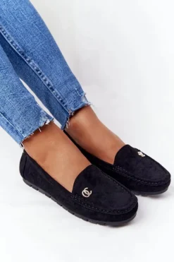 Discount Boto Damskie Zamszowe Mokasyny Czarne Madelyn
