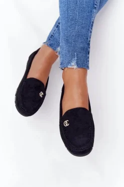Discount Boto Damskie Zamszowe Mokasyny Czarne Madelyn