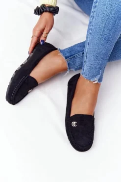 Discount Boto Damskie Zamszowe Mokasyny Czarne Madelyn