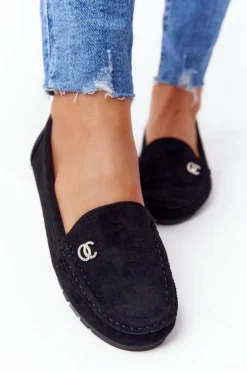 Discount Boto Damskie Zamszowe Mokasyny Czarne Madelyn