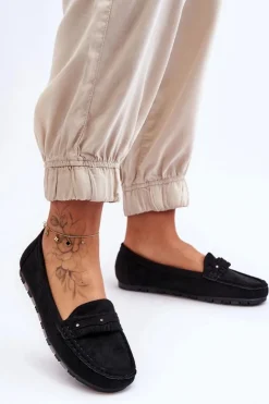 Boto Mokasyny Damskie Zamszowe*Damskie Zamszowe Mokasyny Czarne Clorie