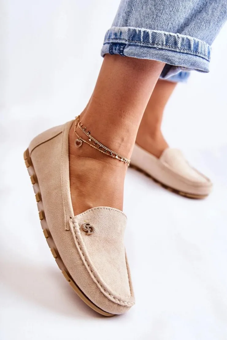 Damskie Boto Damskie Zamszowe Mokasyny Beżowe Colena