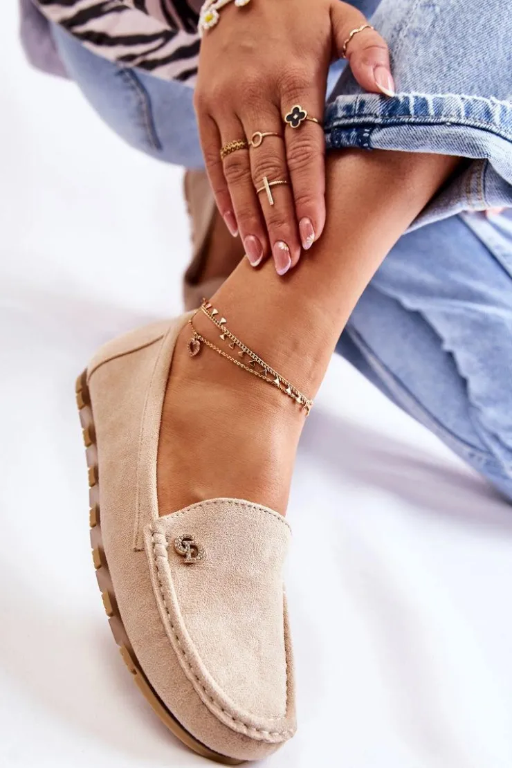 Damskie Boto Damskie Zamszowe Mokasyny Beżowe Colena