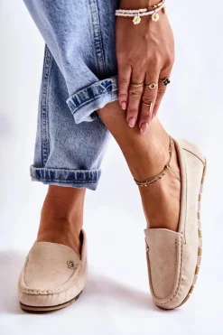 Damskie Boto Damskie Zamszowe Mokasyny Beżowe Colena