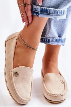 Damskie Boto Damskie Zamszowe Mokasyny Beżowe Colena