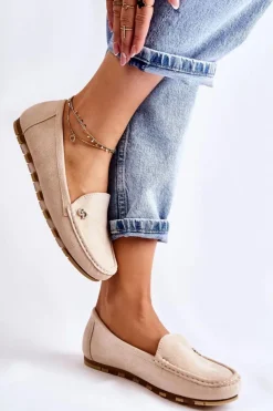 Damskie Boto Damskie Zamszowe Mokasyny Beżowe Colena