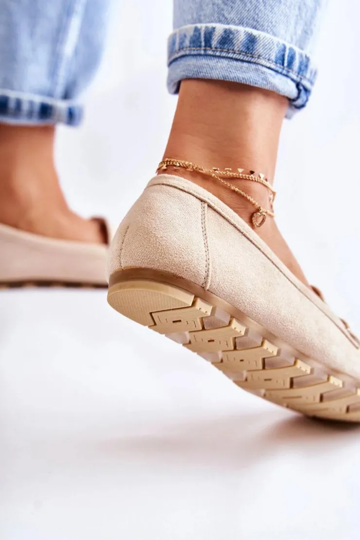 Damskie Boto Damskie Zamszowe Mokasyny Beżowe Colena