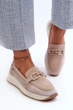 Damskie buty S.Barski Damskie Zamszowe Mokasyny D&A TW210 Beżowe Beżowy