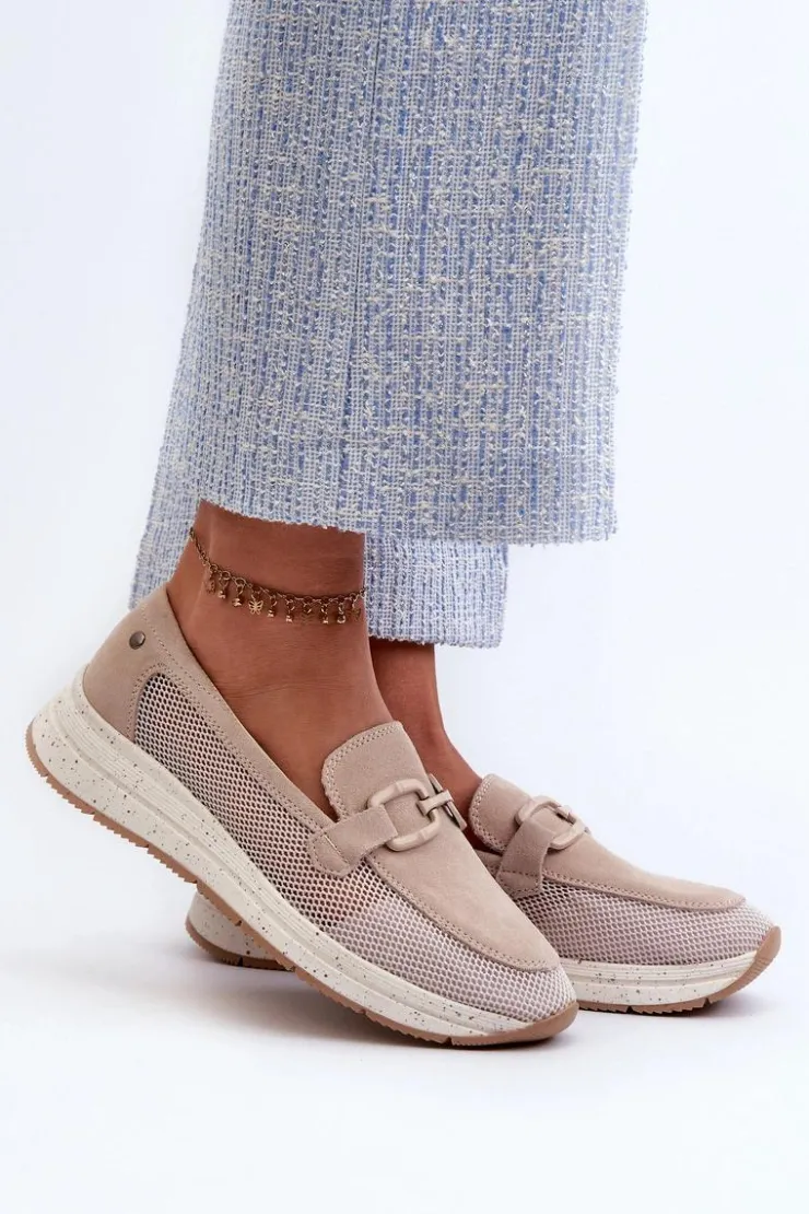 Damskie buty S.Barski Damskie Zamszowe Mokasyny D&A TW210 Beżowe Beżowy