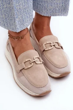 Damskie buty S.Barski Damskie Zamszowe Mokasyny D&A TW210 Beżowe Beżowy