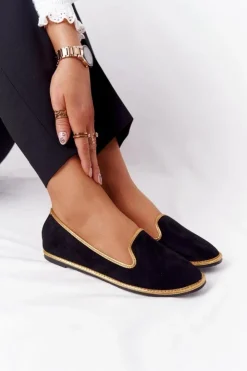 Damskie Boto Damskie Zamszowe Mokasyny Lu Boo Czarne