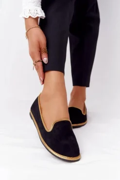 Damskie Boto Damskie Zamszowe Mokasyny Lu Boo Czarne