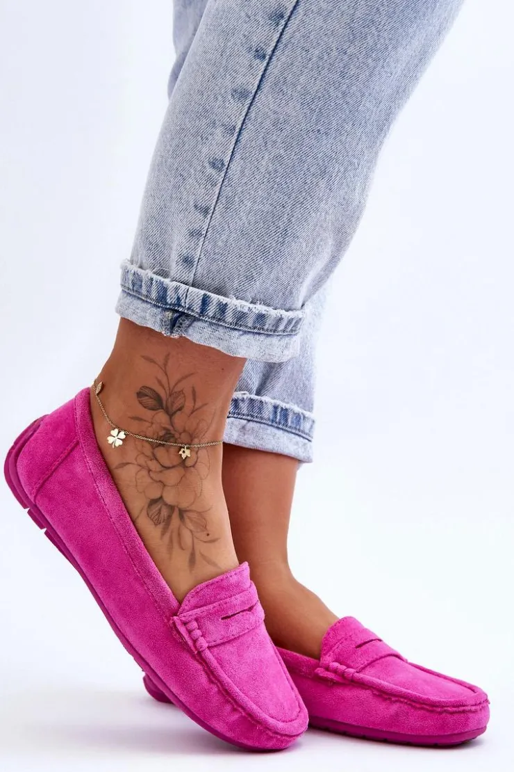Boto Loafersy Damskie|Mokasyny Damskie Zamszowe*Damskie Zamszowe Mokasyny Różowe Lenvie Różowy