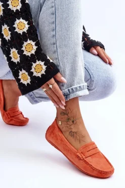 Damskie Boto Damskie Zamszowe Mokasyny Pomarańczowe Lenvie