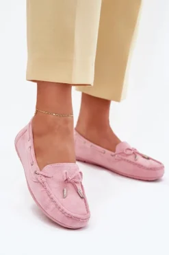Damskie Boto Damskie Zamszowe Mokasyny Jasnoróżowe Si Passione