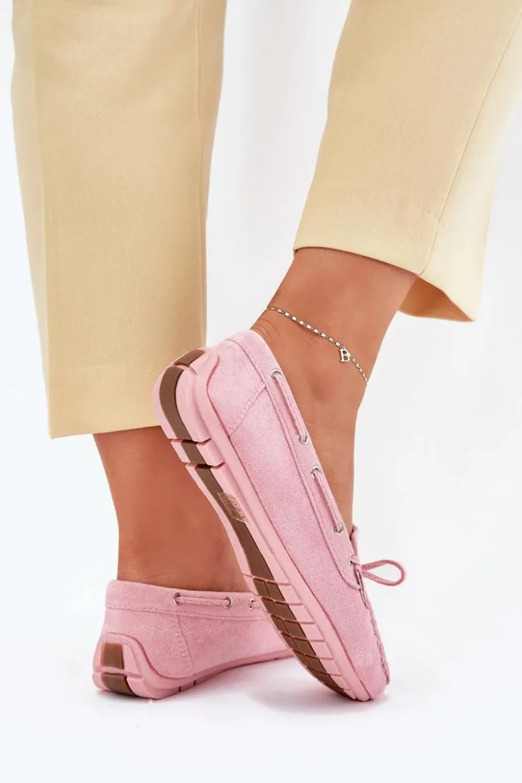 Damskie Boto Damskie Zamszowe Mokasyny Jasnoróżowe Si Passione