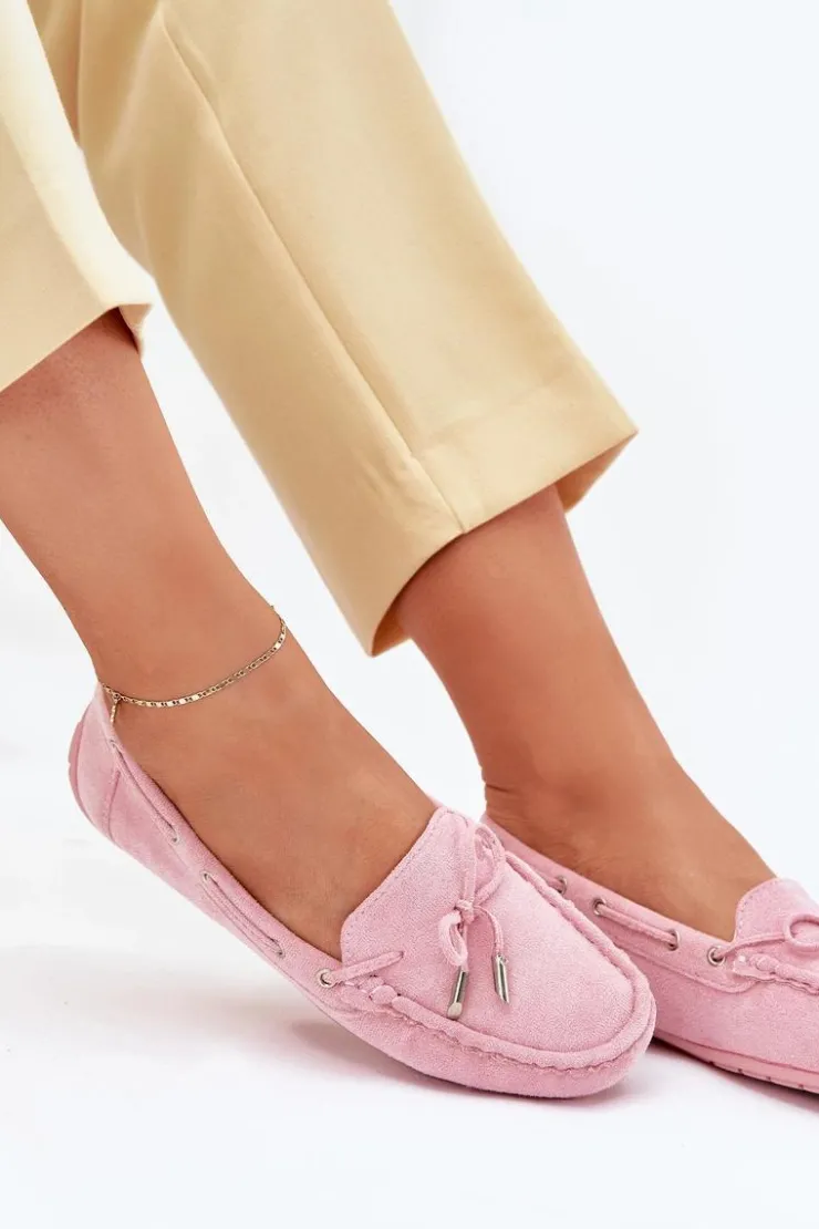 Damskie Boto Damskie Zamszowe Mokasyny Jasnoróżowe Si Passione