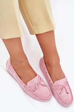 Damskie Boto Damskie Zamszowe Mokasyny Jasnoróżowe Si Passione