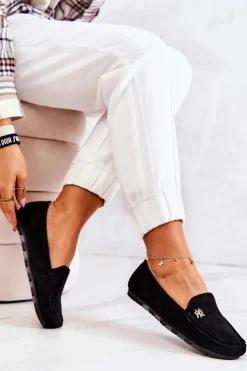 Boto Mokasyny Damskie Zamszowe*Damskie Zamszowe Mokasyny Czarne Madelyn