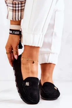 Boto Mokasyny Damskie Zamszowe*Damskie Zamszowe Mokasyny Czarne Madelyn
