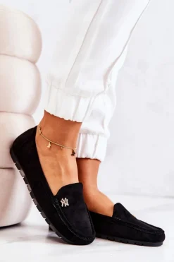 Boto Mokasyny Damskie Zamszowe*Damskie Zamszowe Mokasyny Czarne Madelyn