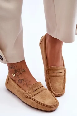 Damskie Boto Damskie Zamszowe Mokasyny Camel Lenvie