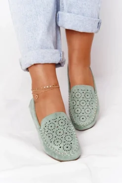 Boto Mokasyny Damskie Zamszowe*Damskie Zamszowe Mokasyny Zielone Molly