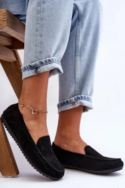 Boto Mokasyny Damskie Zamszowe*Damskie Zamszowe Mokasyny Czarne Molly