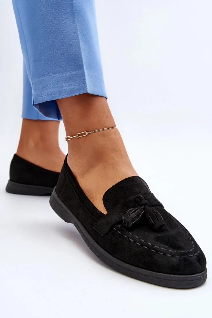 Boto Loafersy Damskie|Mokasyny Damskie Zamszowe*Damskie Zamszowe Mokasyny Czarne Dansitu
