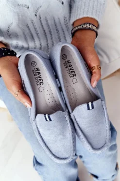 Best Boto Damskie Zamszowe Mokasyny Niebieskie San Marino