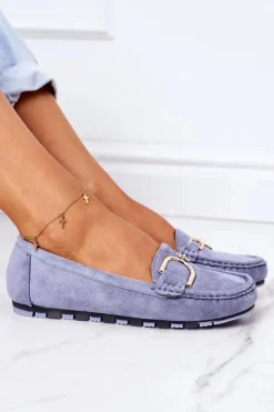 Hot Boto Damskie Zamszowe Mokasyny Niebieskie Downtown