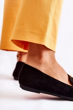 Boto Damskie Zamszowe Mokasyny Z Ozdobą Czarne Reality