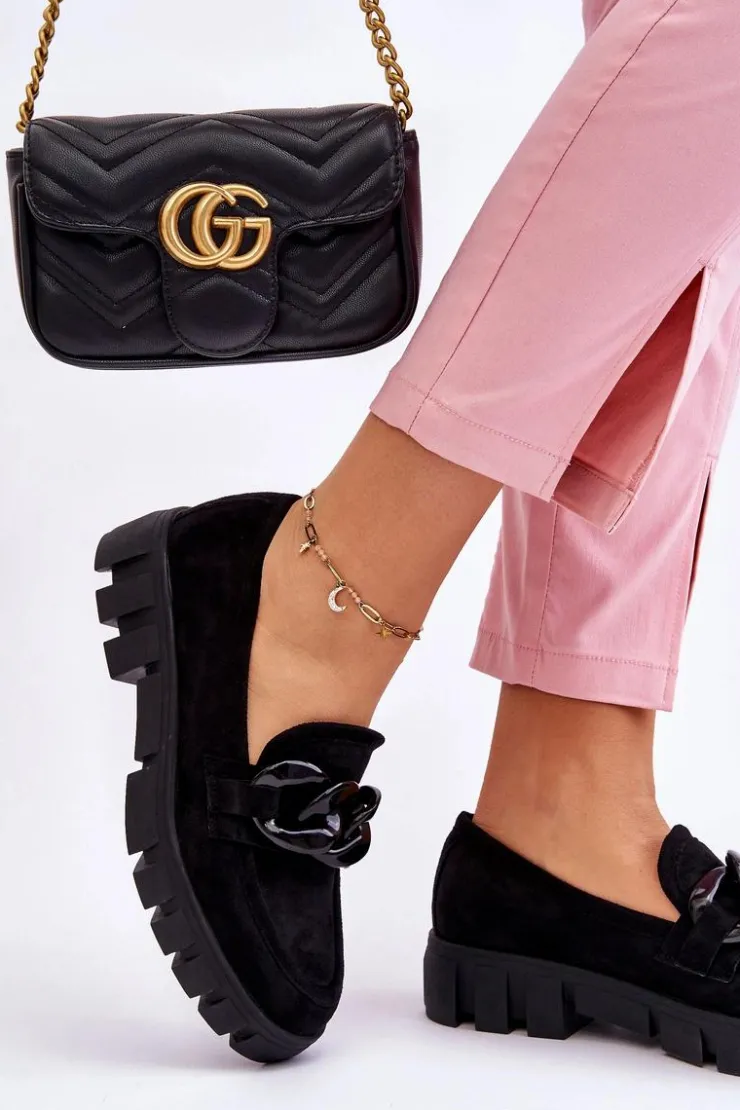 Damskie Buty damskie Vinceza Damskie Zamszowe Mokasyny Na Platformie Czarne Bennett