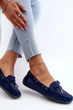 Online Boto Damskie Zamszowe Mokasyny Granatowe Si Passione Niebieski