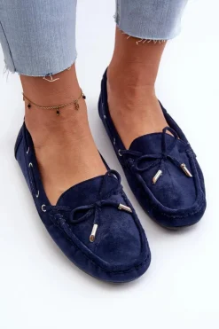 Online Boto Damskie Zamszowe Mokasyny Granatowe Si Passione Niebieski