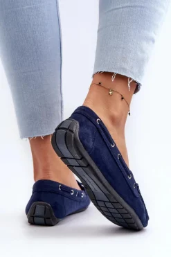 Online Boto Damskie Zamszowe Mokasyny Granatowe Si Passione Niebieski