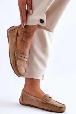 Boto Loafersy Damskie|Mokasyny Damskie Zamszowe*Damskie Zamszowe Mokasyny Brązowe Lenvie