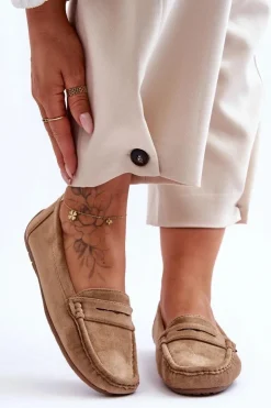 Boto Loafersy Damskie|Mokasyny Damskie Zamszowe*Damskie Zamszowe Mokasyny Brązowe Lenvie