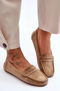 Boto Loafersy Damskie|Mokasyny Damskie Zamszowe*Damskie Zamszowe Mokasyny Brązowe Lenvie