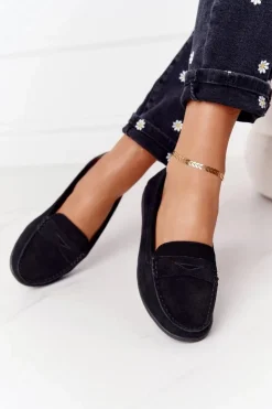 Big Star Shoes Mokasyny Damskie Zamszowe*Damskie Zamszowe Mokasyny Big Star HH274662 Czarne