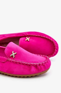 Boto Mokasyny Damskie Zamszowe*Damskie Zamszowe Mokasyny Z Ozdobą Fuksja Leah