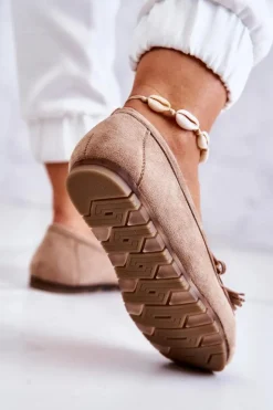 Clearance Boto Damskie Zamszowe Mokasyny Ciemnobeżowe Wilessa