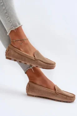 Boto Loafersy Damskie|Mokasyny Damskie Zamszowe*Damskie Zamszowe Mokasyny Ciemnobeżowe Ranica Beżowy