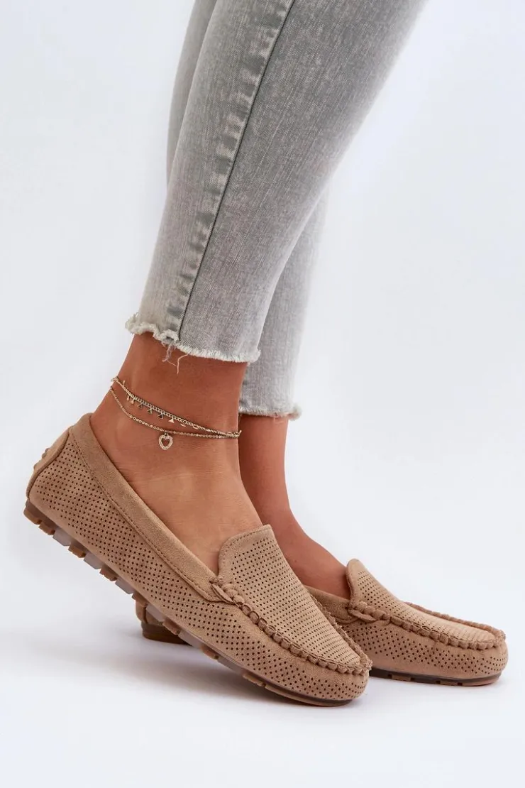 Boto Loafersy Damskie|Mokasyny Damskie Zamszowe*Damskie Zamszowe Mokasyny Ciemnobeżowe Ranica Beżowy