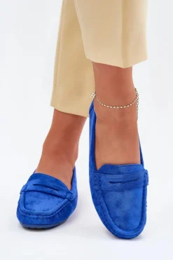 Hot Boto Damskie Zamszowe Mokasyny Kobaltowe Lenvie Niebieski