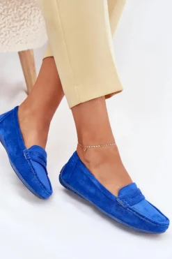 Hot Boto Damskie Zamszowe Mokasyny Kobaltowe Lenvie Niebieski